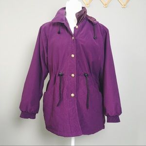 Vintage Corduroy Purple Puffy Anorak Jacket